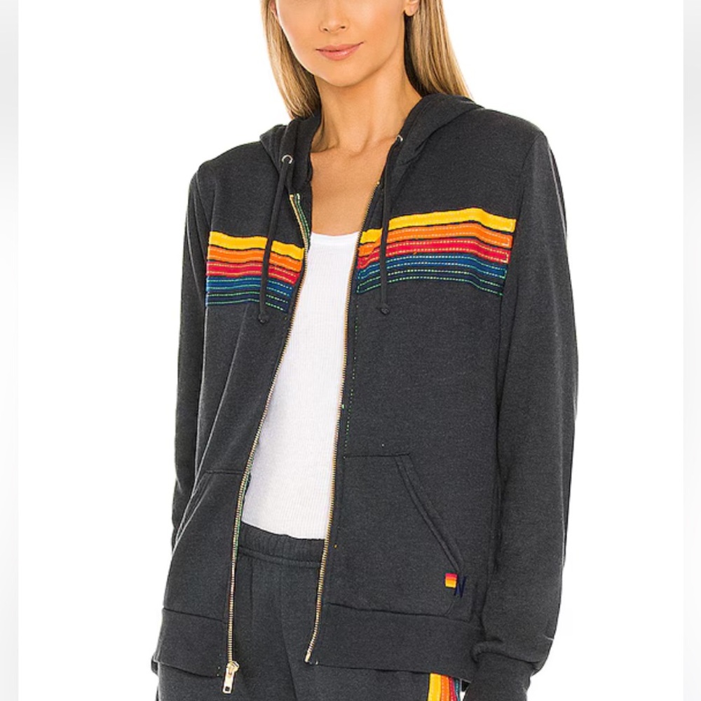 ⚡️ AVIATOR NATION 5 five stripe zip hoodie small women’s